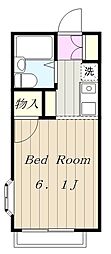 ユーハイム 2階1Kの間取り