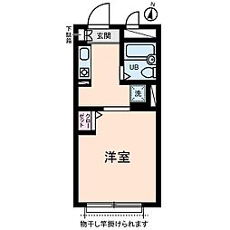 コーポ中山 1階ワンルームの間取り