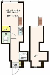 JR総武線 大久保駅 徒歩5分の賃貸アパート 1階ワンルームの間取り