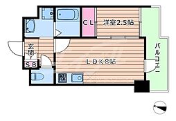 セレニテ天満橋アリア 1DKの間取図画像