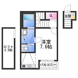 あんしん日置荘西町08-2012 2階ワンルームの間取り