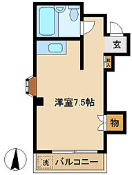 あらいコーポ ワンルームの間取図画像