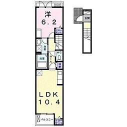 グランメール・フラン 2階1LDKの間取り