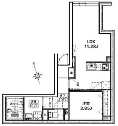 creal新富町 1LDKの間取図画像