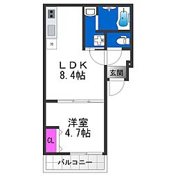 フジパレス加賀屋3番館 1LDKの間取図画像