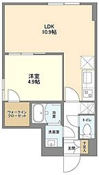 ウェルスクエア駒場東大前 1階1LDKの間取り