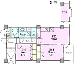 カスタネア栗平3番館 2LDKの間取図画像