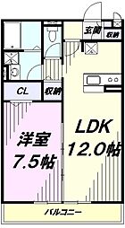 グランドソレーユ 2階1LDKの間取り