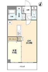 阪急宝塚本線 雲雀丘花屋敷駅 徒歩6分の賃貸マンション 4階1LDKの間取り