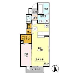 セピアコート 1階1LDKの間取り