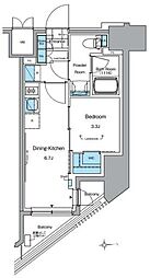 ルフォンプログレ田原町 1DKの間取図画像