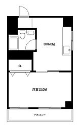 シャトレー堀切 2階1DKの間取り