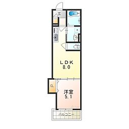 クリエオーレ鶴橋 1階1LDKの間取り