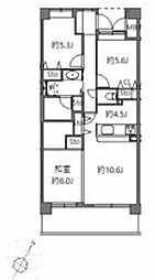 アソシエール溝の口 5階3LDKの間取り