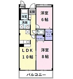 ミラン・ロワイヤル 2LDKの間取図画像