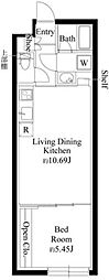 グランパセオ代々木上原 1LDKの間取図画像