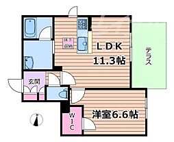 Osaka Metro谷町線 千林大宮駅 徒歩16分の賃貸アパート 1階1LDKの間取り