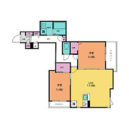 神戸市西神・山手線 大倉山駅 徒歩18分の賃貸アパート 3階2LDKの間取り