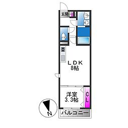 グローハイツ若江 1LDKの間取図画像
