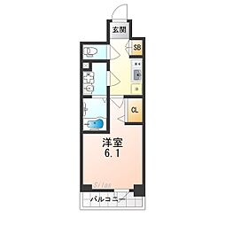JR東海道・山陽本線 岸辺駅 徒歩3分の賃貸マンション 6階1Kの間取り