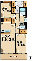 ロイヤルパークス若葉台 2LDKの間取図画像