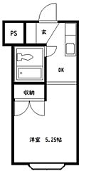 ヘリオス378谷保 1Kの間取図画像