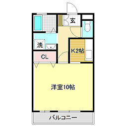 アメニティーハイムA ワンルームの間取図画像