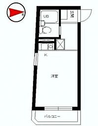 スカイコート板橋 3階ワンルームの間取り