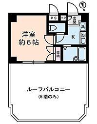 アセンズシティ2 6階1Kの間取り