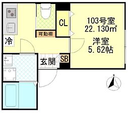 ＣＦジオーレ町屋 1階1Kの間取り
