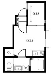 ベレガンス鷹之台 1階1DKの間取り