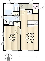 グランシャリオ 1階1LDKの間取り