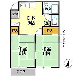 キャピタル高松台 2階2DKの間取り