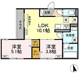 板橋区高島平2丁目PJ 1階2LDKの間取り