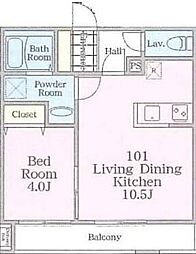 エクレール松が枝 1階1LDKの間取り