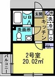 コンフォルト柏 3階1Kの間取り