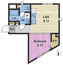 クリサント目黒本町 1LDKの間取図画像