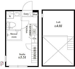 ハーモニーテラス西瑞江 2階ワンルームの間取り