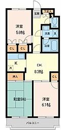 プライムアーバン武蔵小金井 3DKの間取図画像