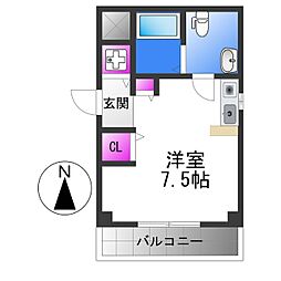 セレブコートヒラノ ワンルームの間取図画像