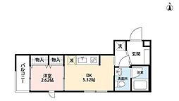 Jsコート代々木公園 3階1DKの間取り