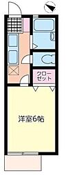 グリーンヒル四番館 1Kの間取図画像