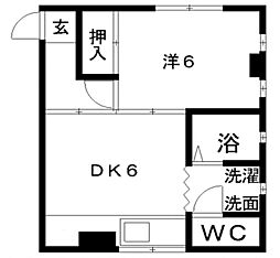 ハイツ中山 1階1DKの間取り