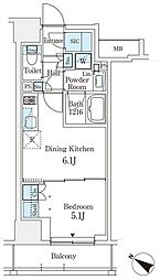テラス駒込イースト 1DKの間取図画像