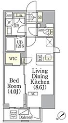 ジオエント池袋 1LDKの間取図画像