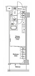 ザ・パークハビオSOHO市谷左内町 1DKの間取図画像