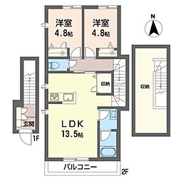 ShuttleBlanche砧 2LDKの間取図画像