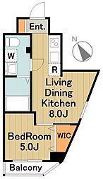 シャトーライフ相模原2 2階1LDKの間取り