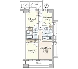 プレジール笹塚 8階3LDKの間取り