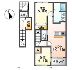 AKHeimSweetFlag 2LDKの間取図画像